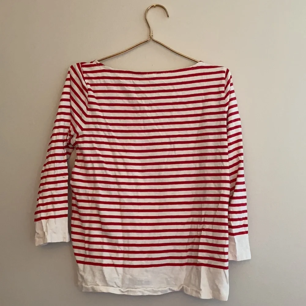 J. Crew - Red and white stripe 3/4 sleeve tee - Picture 2 of 2